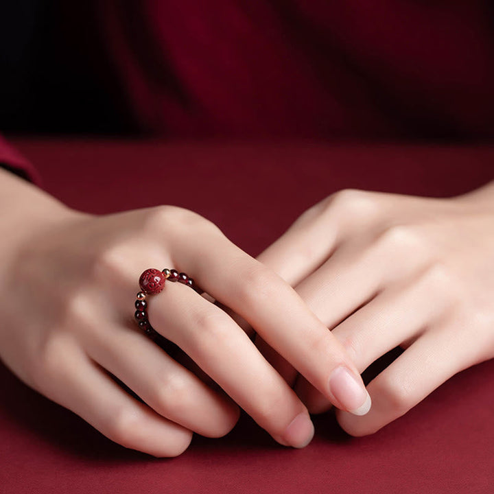 Ring Granat Zinnober Pixiu – Glück & Schutz