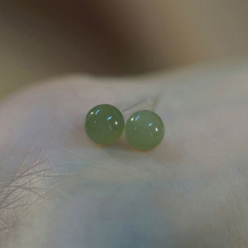 Ohrringe Jade Kugel Glück grün Ohrstecker Boho Schmuck spirituell Handfläche