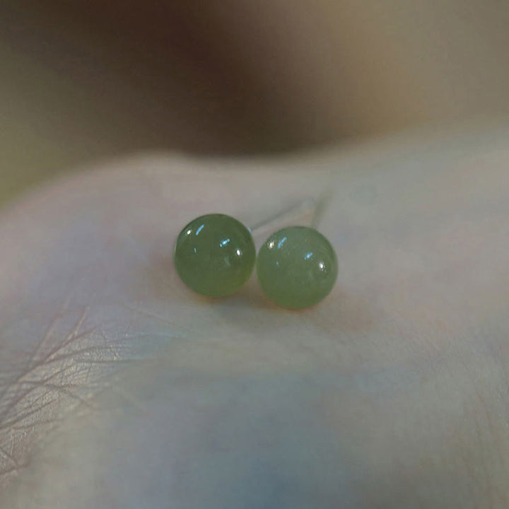 Ohrringe Jade Kugel Glück grün Ohrstecker Boho Schmuck spirituell Handfläche