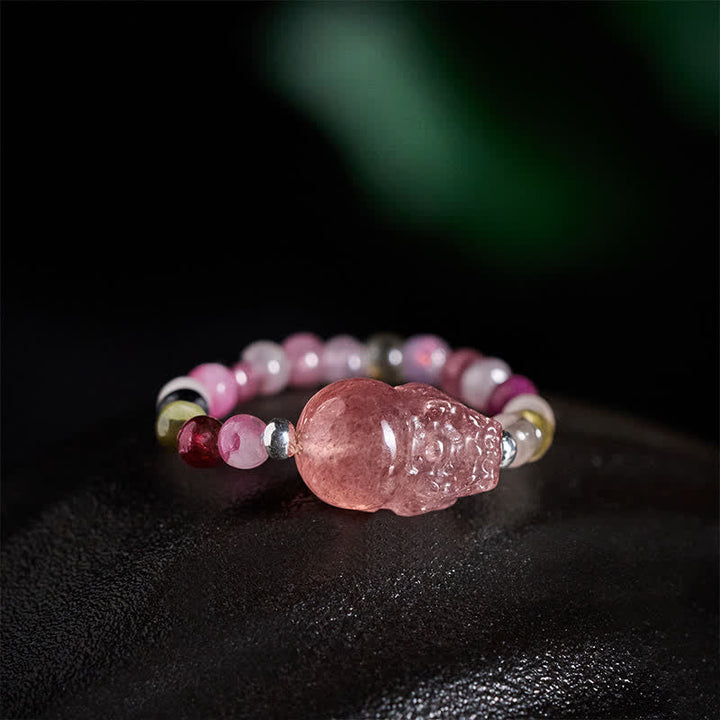 Armband mit Pixiu Mondstein Turmalin für Heilung Schutz Energie