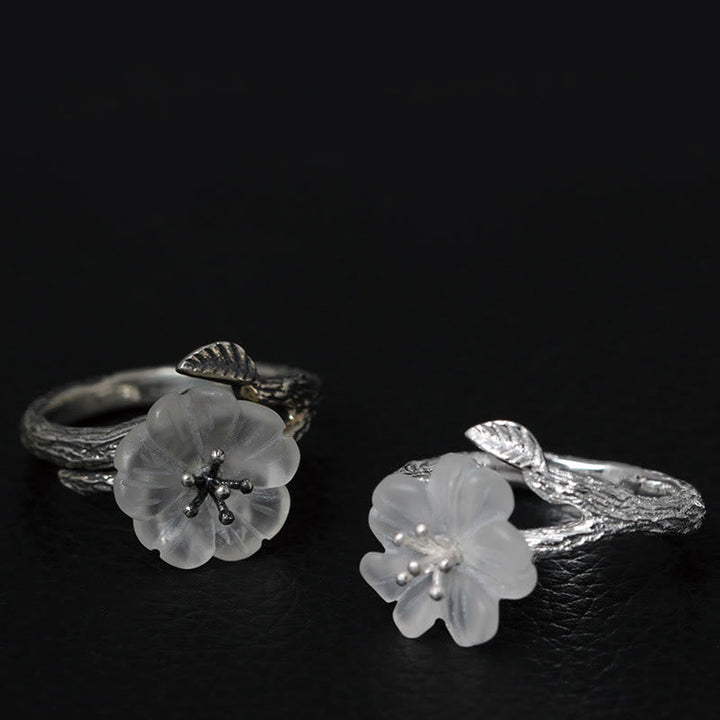 Ring 925 Silber Kristallblüte – Heilung elegant verstellbar