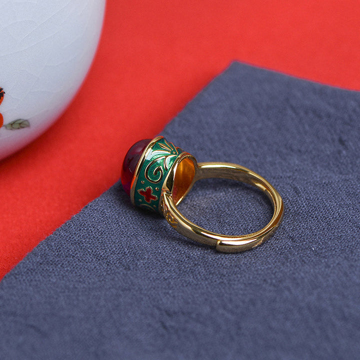 Ring 925 Silber Roter Korund Mut Stärke Kraft spirituell