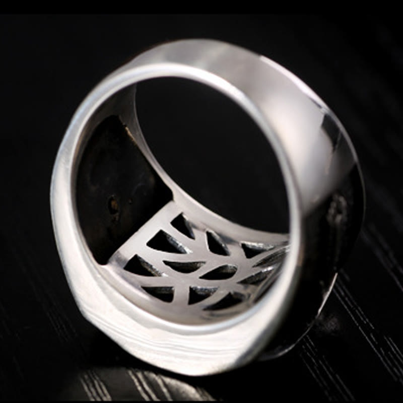 Ring 925 Silber Sanskrit-Design Schutz Glück Feng Shui Silberring Herren