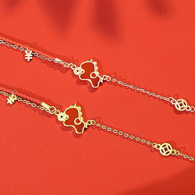 Pferd Achat Armband Gold rot Schutz Schmuck spirituell chinesisch