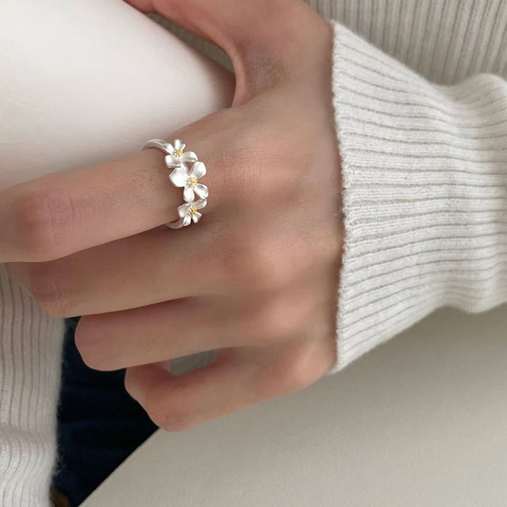 Ring 925 Silber Gardenie Blüte mit Schutz Energie