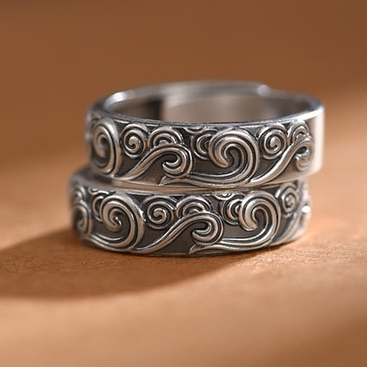 Silber Ring 999 Spiralmuster Glückswolken Segen Ornamental Fengshui