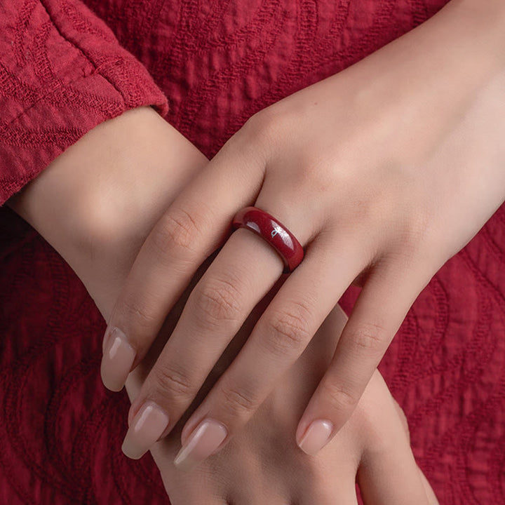 Ring Zinnober Chinesisches Pferdjahr Segen Rot getragen Fengshui Schutz