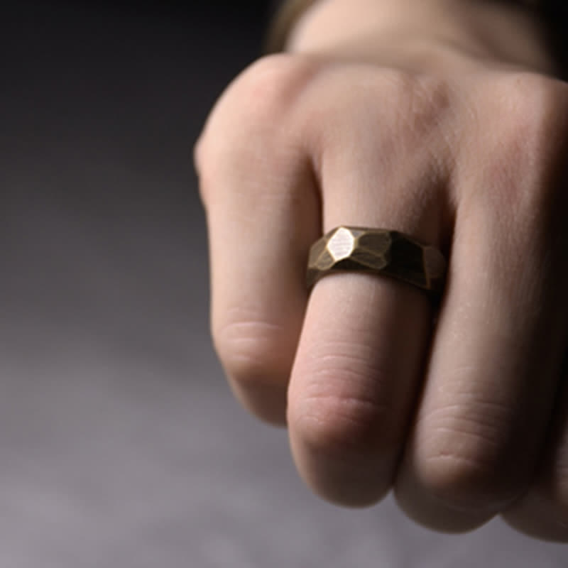 Schwarzer Kupfer Ring tibetisches Design Wohlstein Feng Shui Glück Schutz