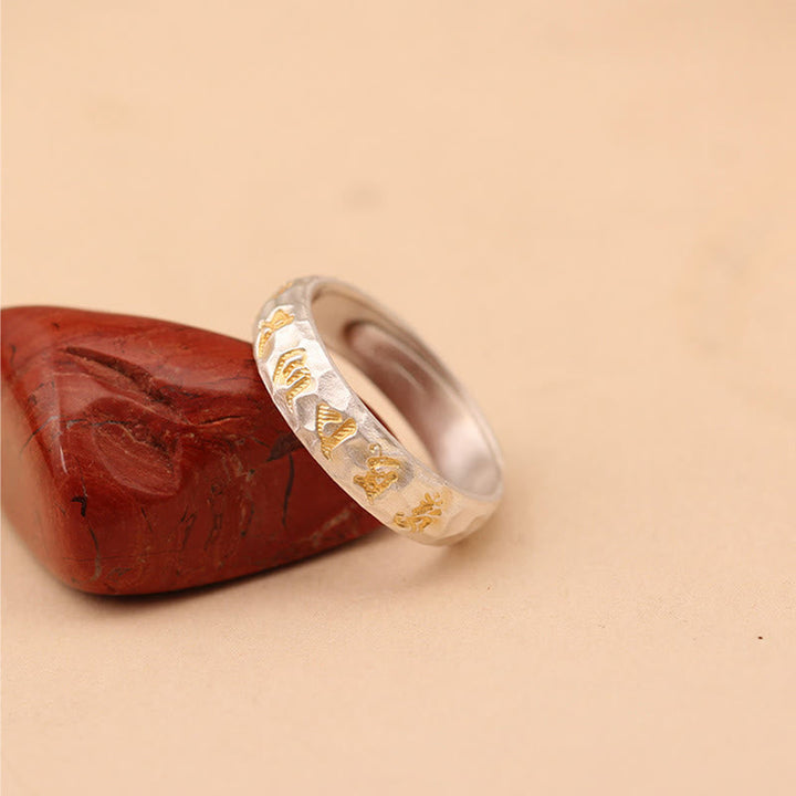 Versilberter Ring Om Mani Padme Hum Wohlstand Glück Fengshui Schutz