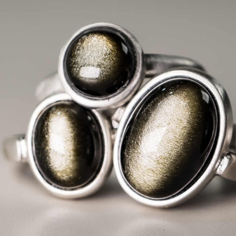 Ring 925 Silber Obsidian Pixiu Wohlstand Fengshui Schutz Glück