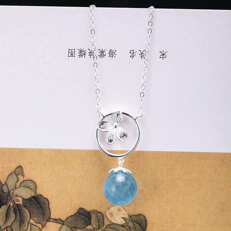 Ohrringe Aquamarin Blatt Blume Silber Anhänger Boho Schmuck spirituell