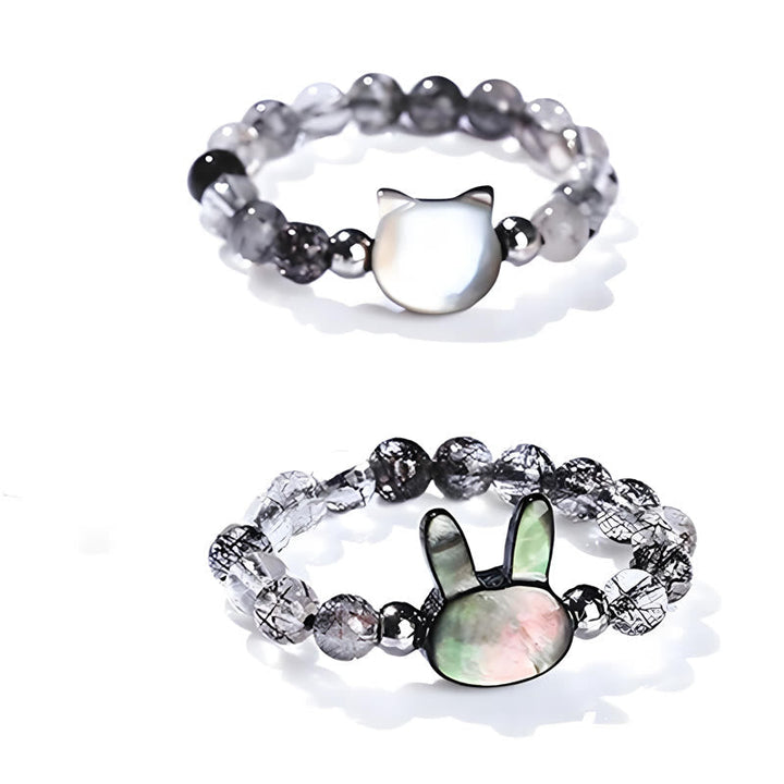 Armband Ring Rutilquarz Katze Hase Tridacna Perlen Fengshui Schutz