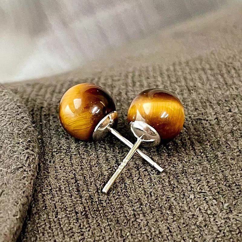 Tigerauge Ohrringe Schutz Silber Ohrstecker Boho Schmuck spirituell Edelstein
