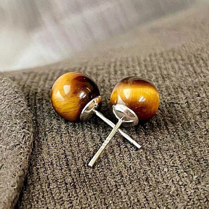 Tigerauge Ohrringe Schutz Silber Ohrstecker Boho Schmuck spirituell Edelstein