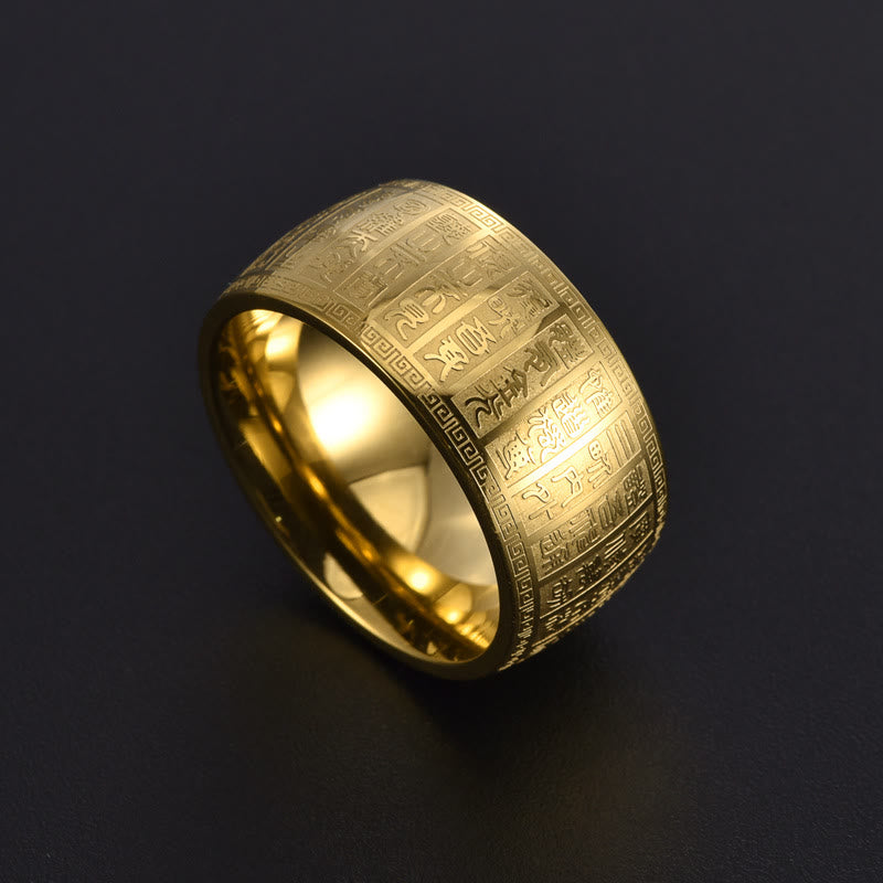 Ring Titanstahl Chinesische Gravur – Balance Gold