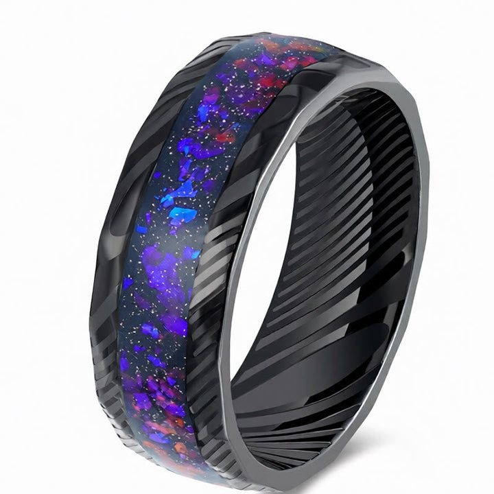 Ring Titanstahl Facettiert – Stärke Blue
