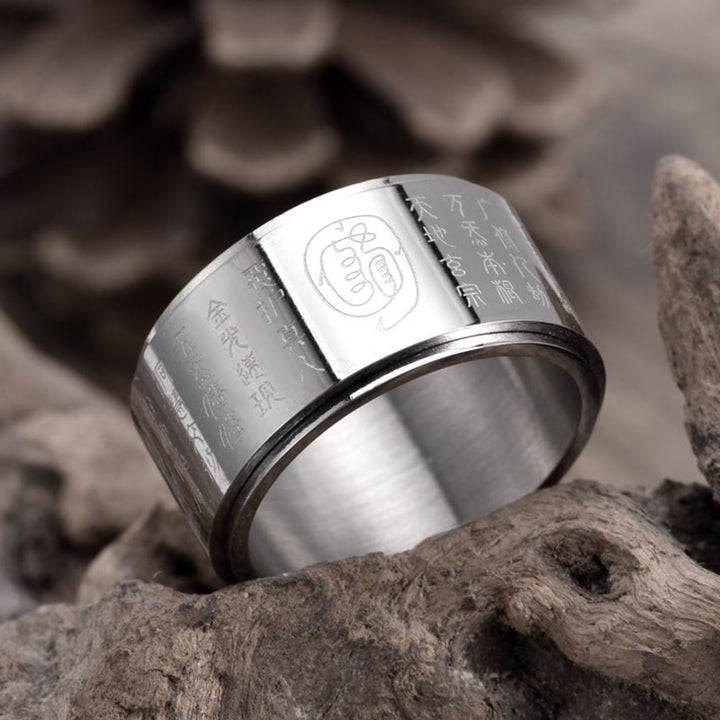 Ring Titanstahl Goldenes Mantra – Balance Silvery