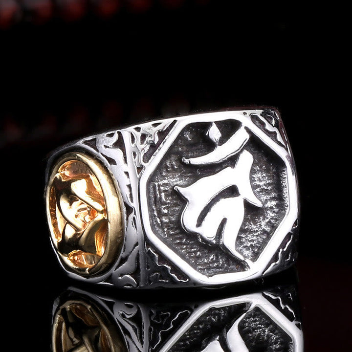 Ring Titanstahl Hand Schwert Sanskrit – Balance