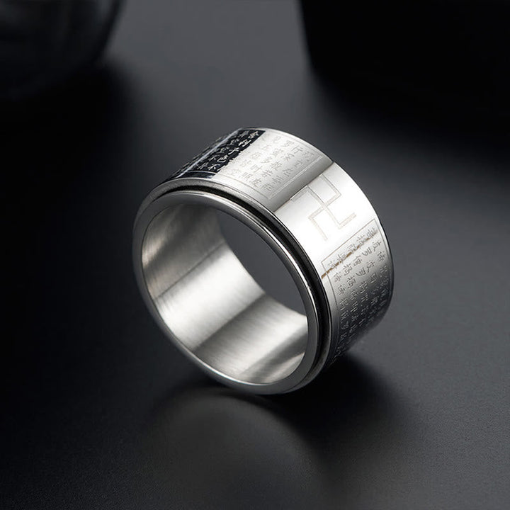 Ring Titanstahl Herzsutra – Glück Silver