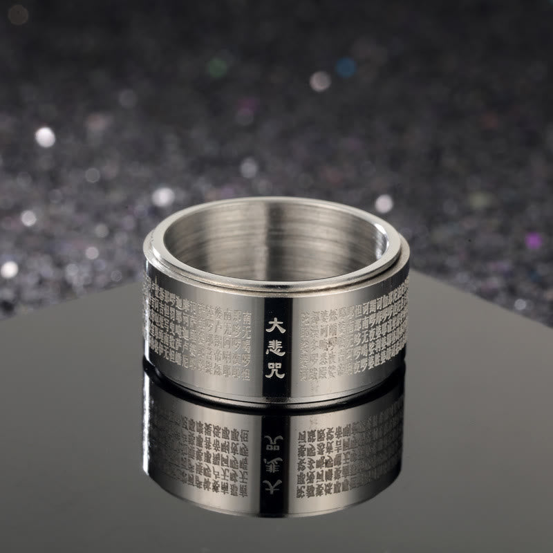 Ring Titanstahl Herzsutra – Stärke Silver