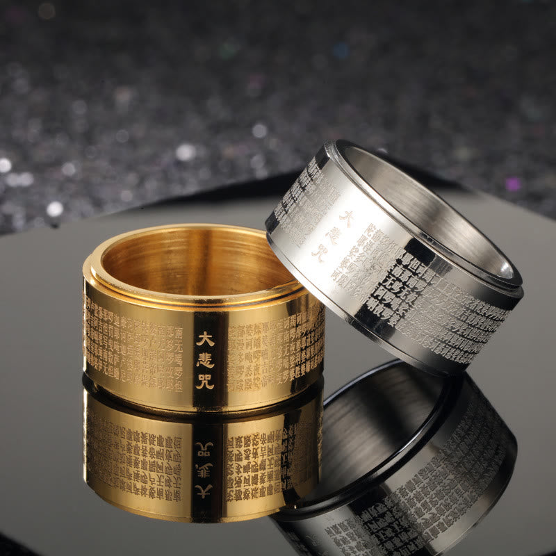 Ring Titanstahl Herzsutra – Stärke mit Mantra Gravur elegant