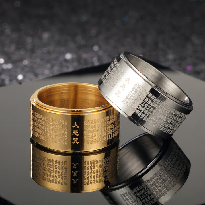 Ring Titanstahl Herzsutra – Stärke mit Mantra Gravur elegant