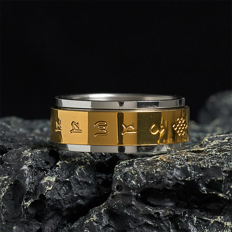 Ring Titanstahl Om Mani Padme Hum – Frieden