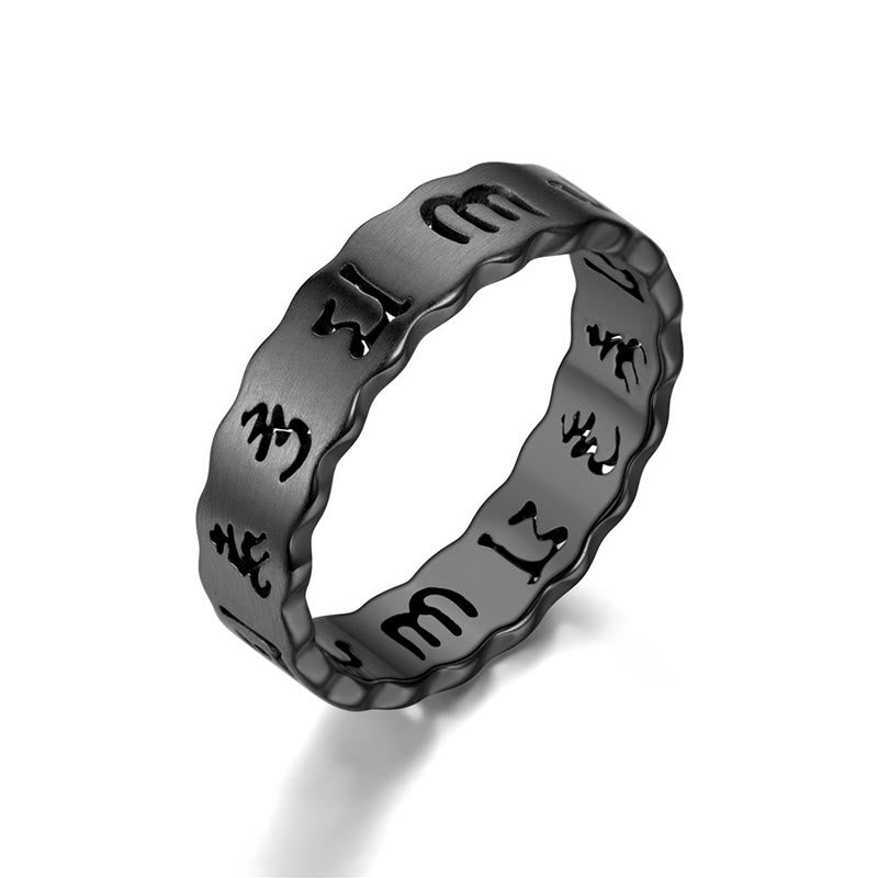 Ring Titanstahl Tibetisches Om Mani Padme Hum – Balance Black