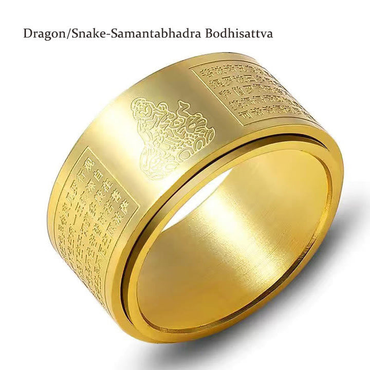 Ring Titanstahl Tierkreis Herzsutra – Ruhe Gold
