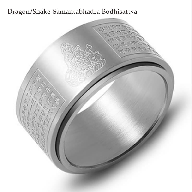 Ring Titanstahl Tierkreis Herzsutra – Ruhe Silver