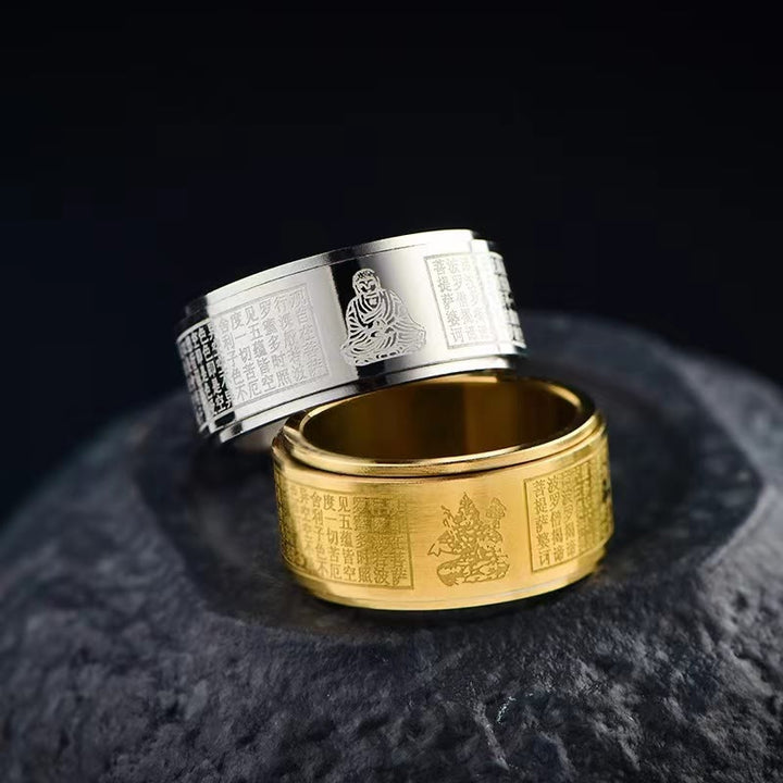 Titanstahl Tierkreis Herzsutra Ringe in Gold und Silber graviert