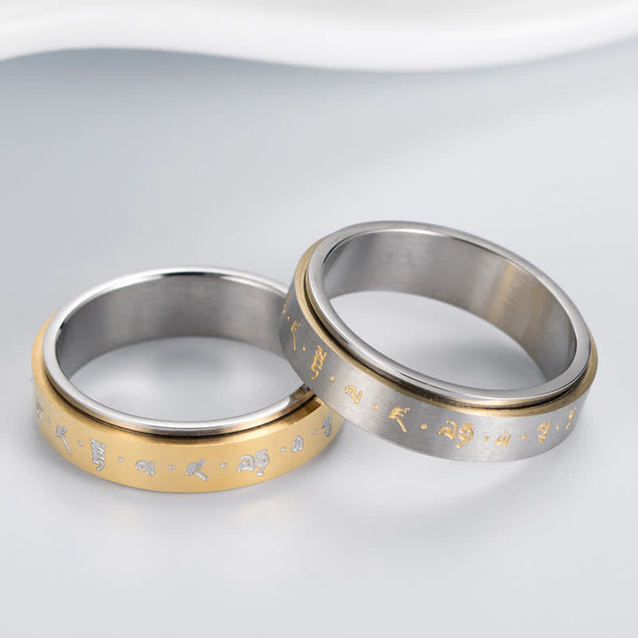 Ring Titanstahl Mantra Balance mit gravierter Mantra Meditationsring