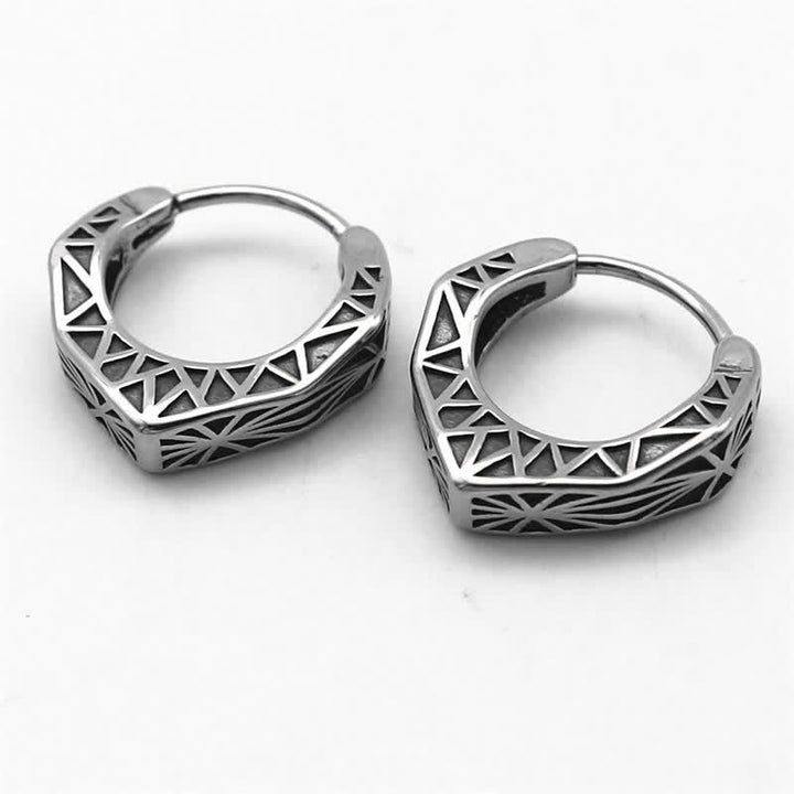 Ohrringe Titanstahl Wikinger Creolen Balance Silber geometrisch Schmuck spirituell
