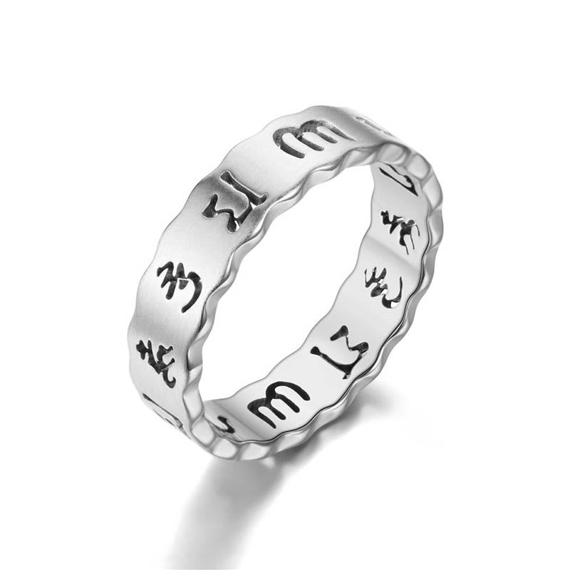 Ring Titanstahl Tibetisches Om Mani Padme Hum – Balance