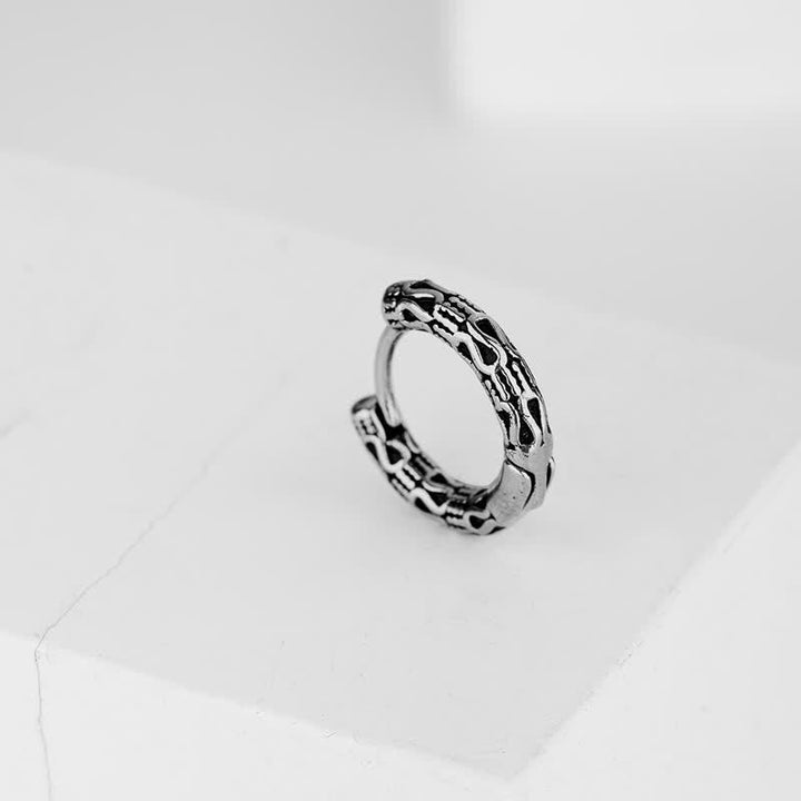 Ohrringe Titanstahl Retro-Muster silber Creolen Boho Schmuck spirituell