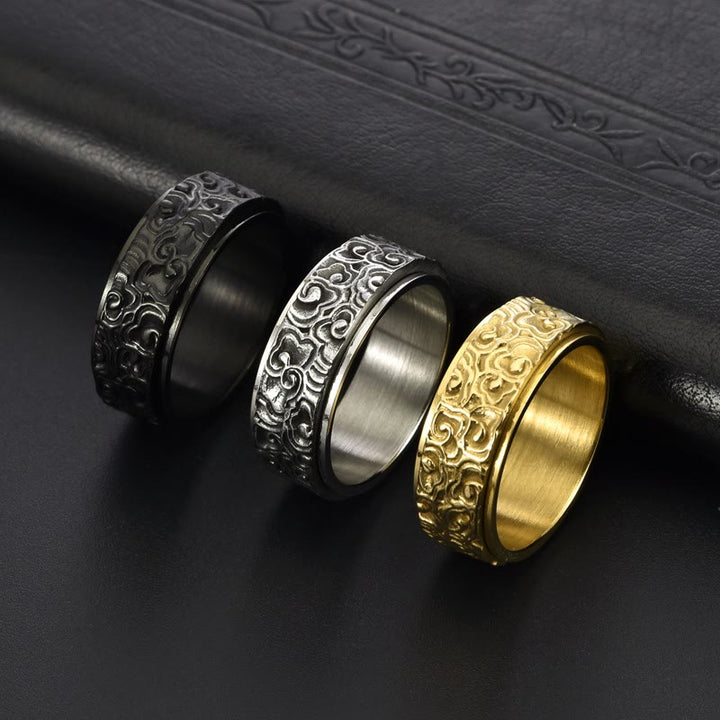 Ring Titanstahl Glückswolken – Balance drei ornamentale Varianten elegant