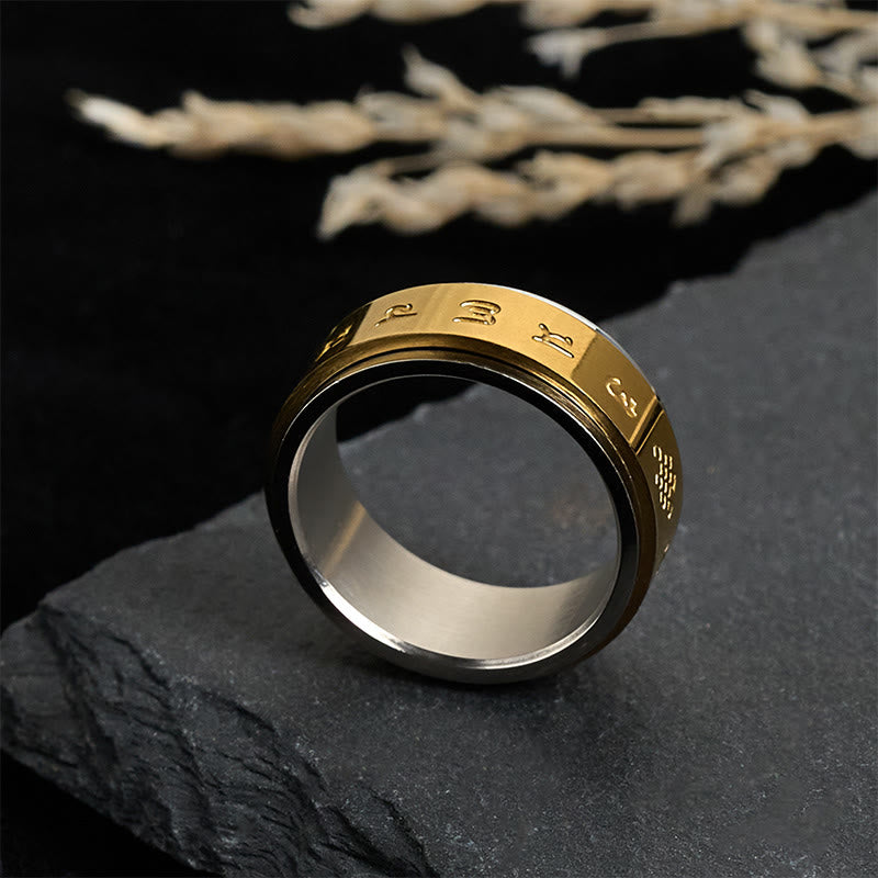 Ring Titanstahl Om Mani Padme Hum Frieden Schutz spirituell Glück