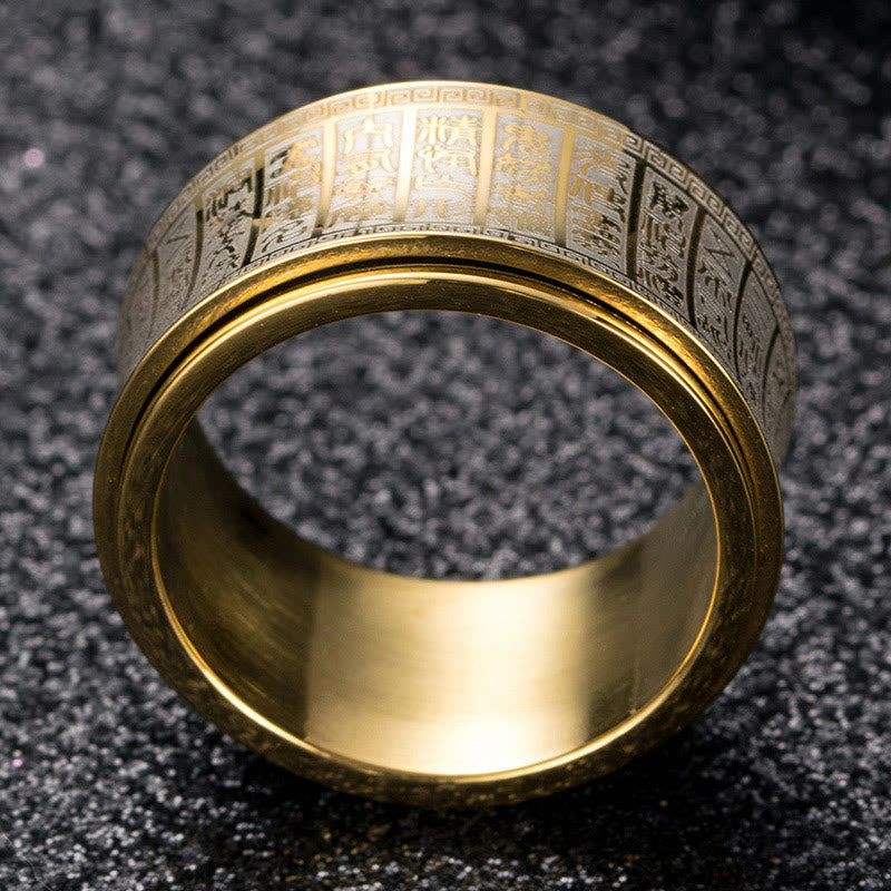 Titanstahl Mantra Siegel Ring Balance mit asiatischer Gravur