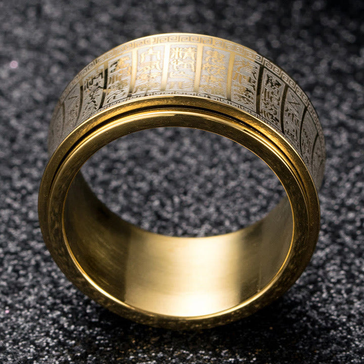 Titanstahl Mantra Siegel Ring Balance mit asiatischer Gravur