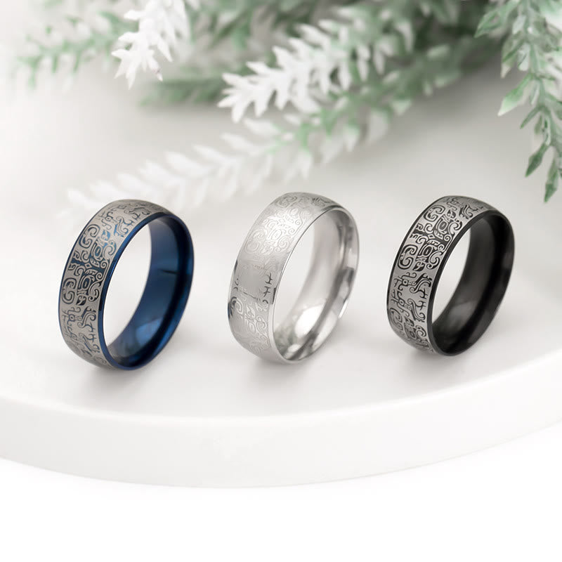 Ring Titanstahl Taotie Glück Wohlstand Fengshui drei Farbvarianten