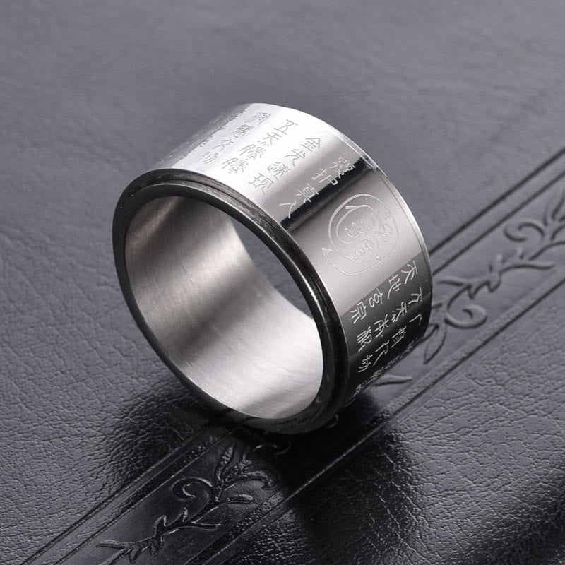 Titanstahl Ring Goldenes Mantra Balance Glück Schutz Spiritueller Schmuck