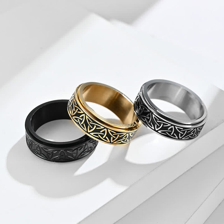 Titanstahl Triquetra Ring Ruhe Celtic Knot Kelten Trinity Gold Silber Schwarz