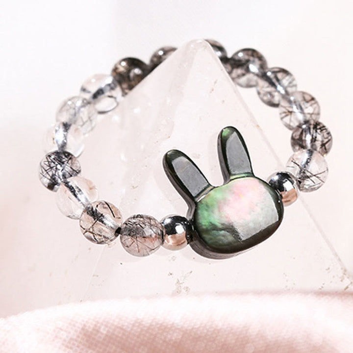 Katze Hase Ring Rutilquarz Tridacna Armband mit Steinen