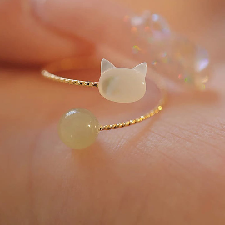 Ring Tridacna Jade Katze – Segen