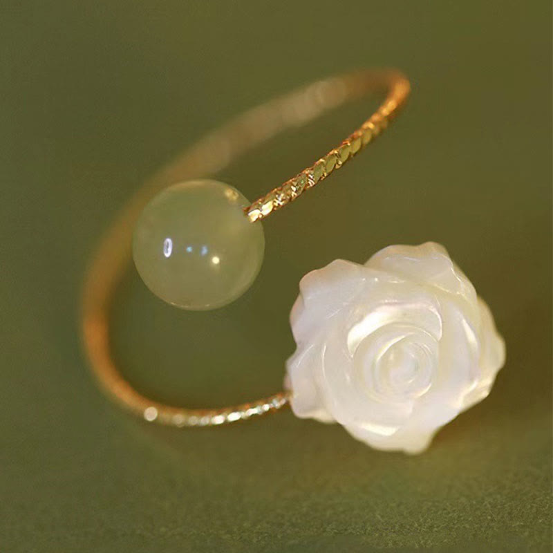 Ring Tridacna Jade Rosenblüte – Segen