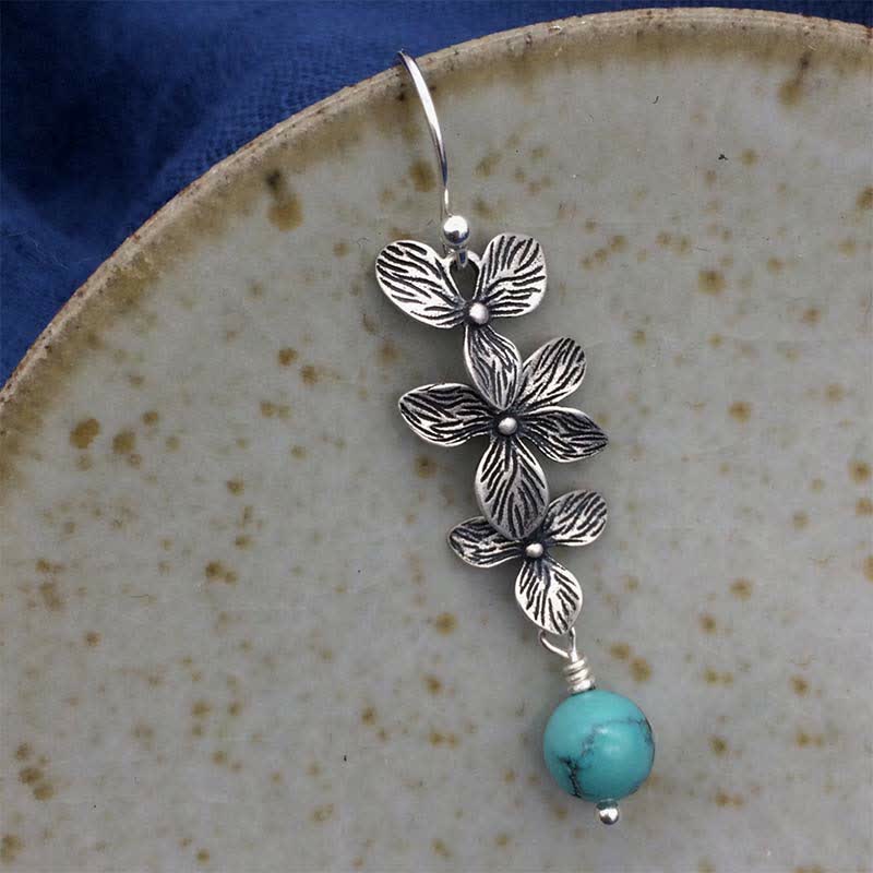 Türkis Ohrringe Silber Blumen Boho Schmuck spirituell Ohrhänger Schutz