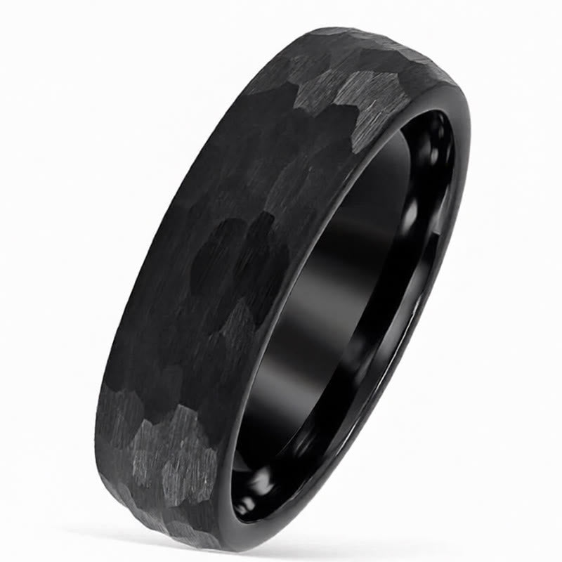 Ring Tungstenstahl Hammerschlag – Stärke Black