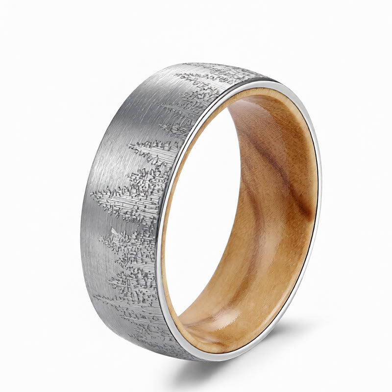 Ring Tungstenstahl Waldmuster – Stärke White