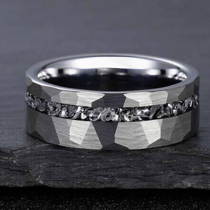 Tungstenstahl Ring gehämmert Stärke hochwertiger moderner Herren Schmuck