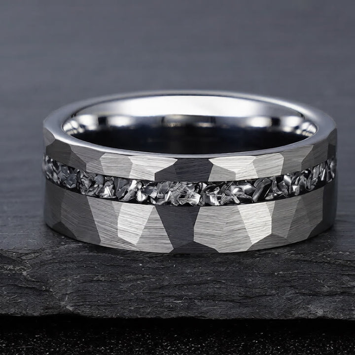Tungstenstahl Ring gehämmert Stärke hochwertiger moderner Herren Schmuck